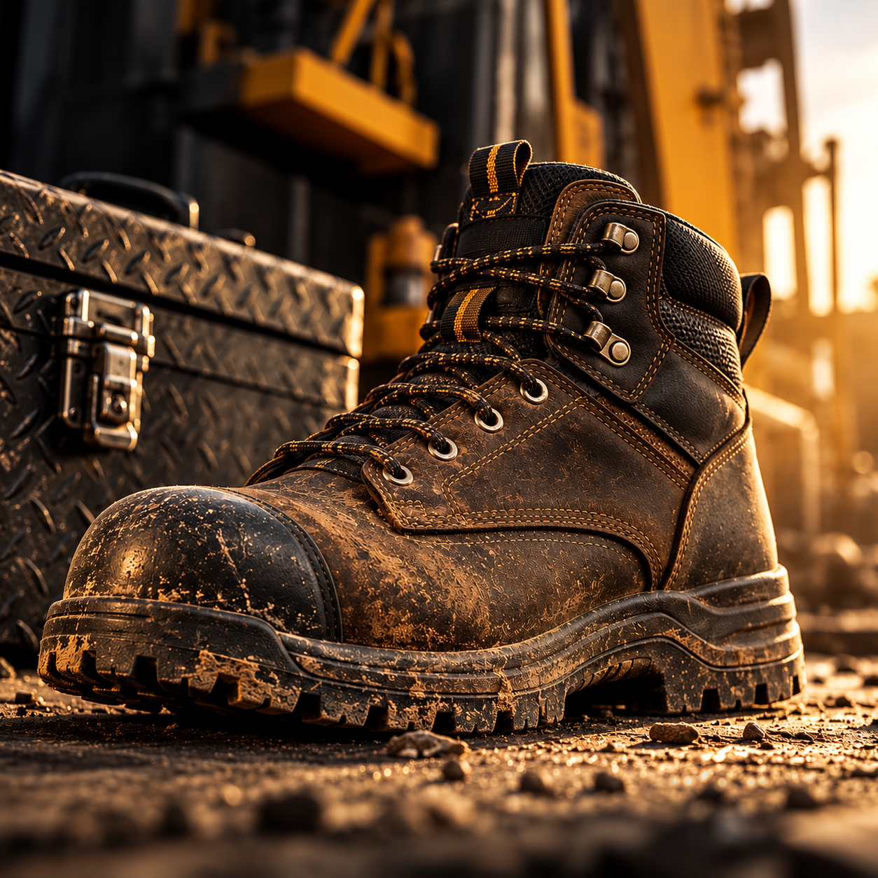 Rugged steel-toe work boot